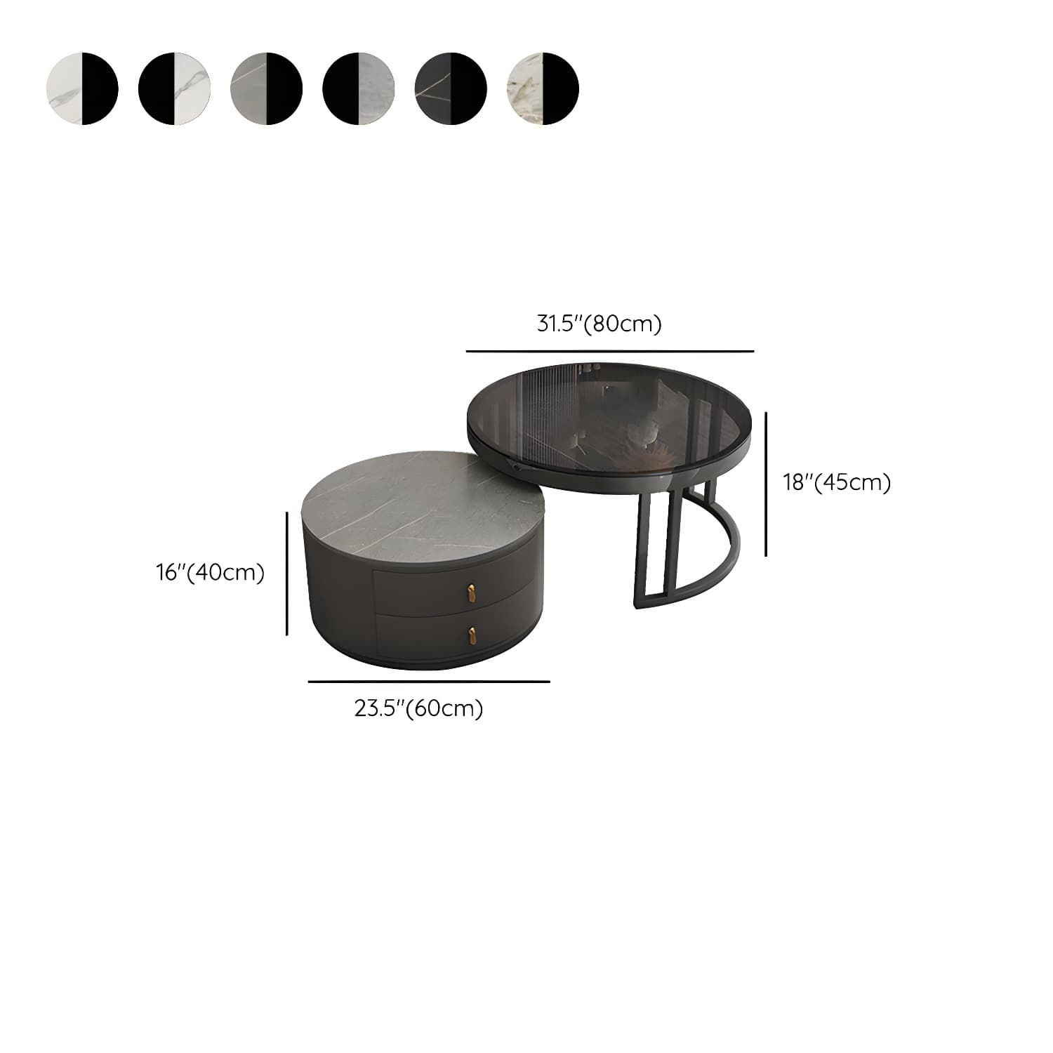 Round Tropical Coffee Table Storage 2 Nesting Coffee Table Set - image 21