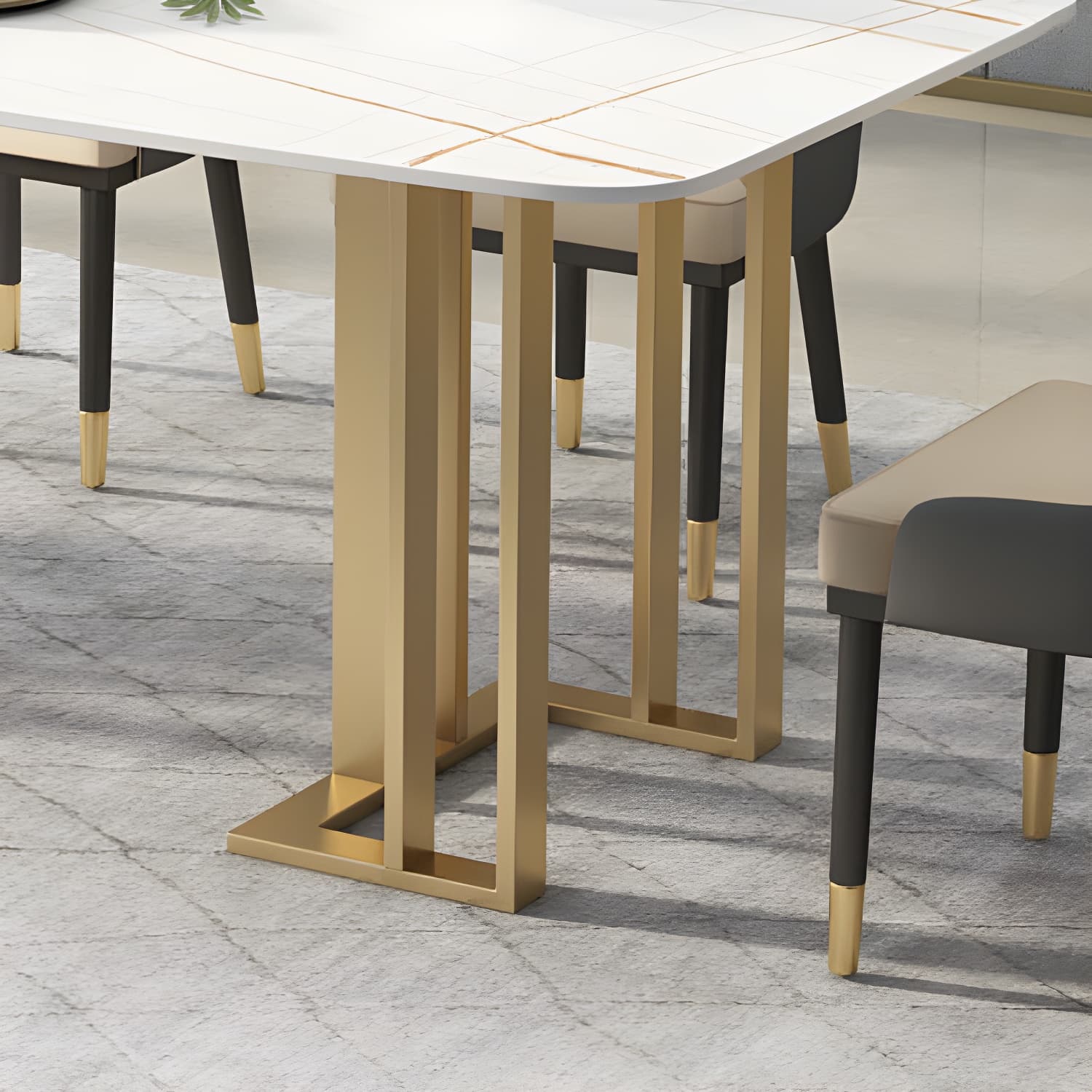 Traditional Luxury Dining Table White and Black Marble Rectangle Dining Table for Home - image 7