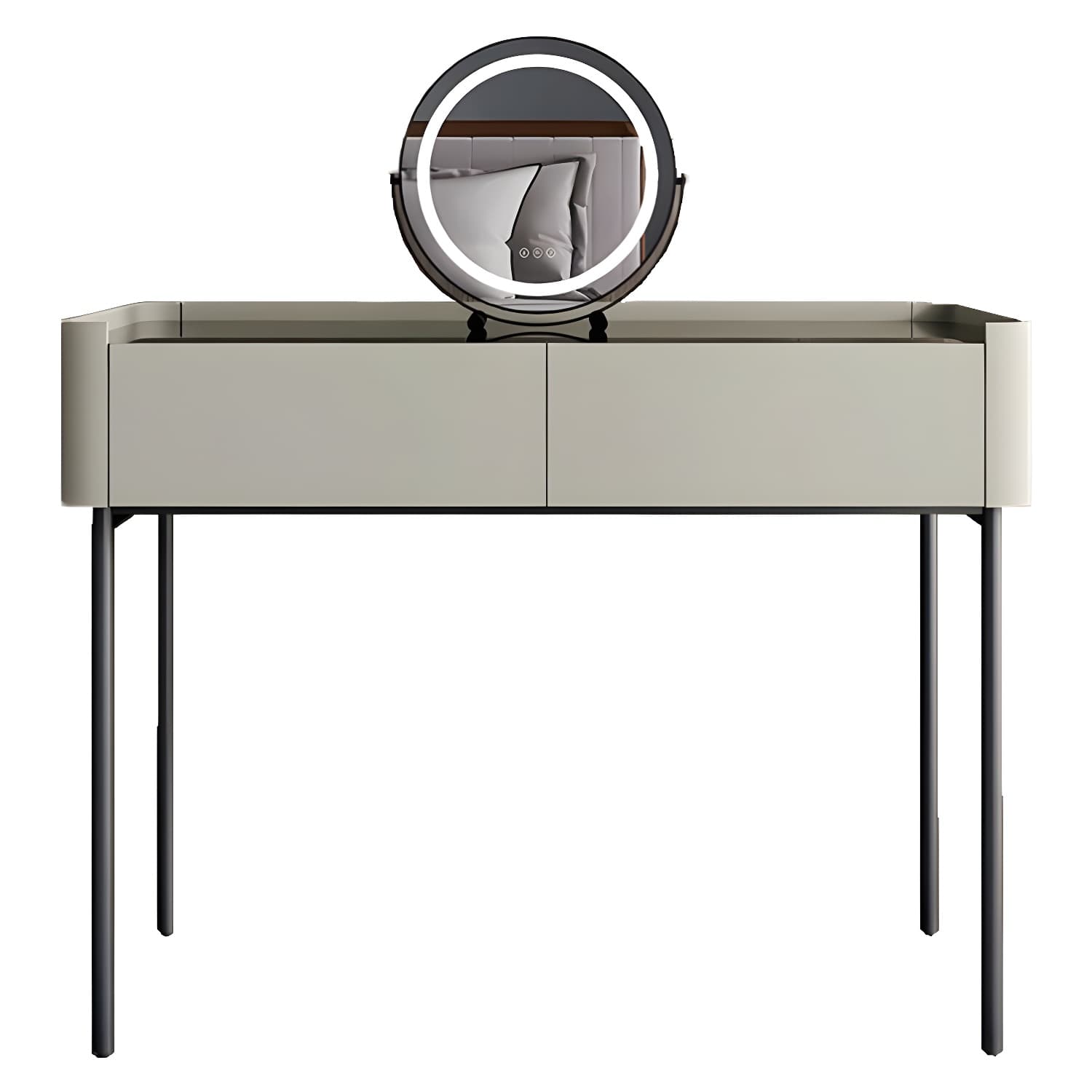 Modern Wooden Makeup Vanity with Glass Table Top & Drawers & Jewelry Storage - image 12
