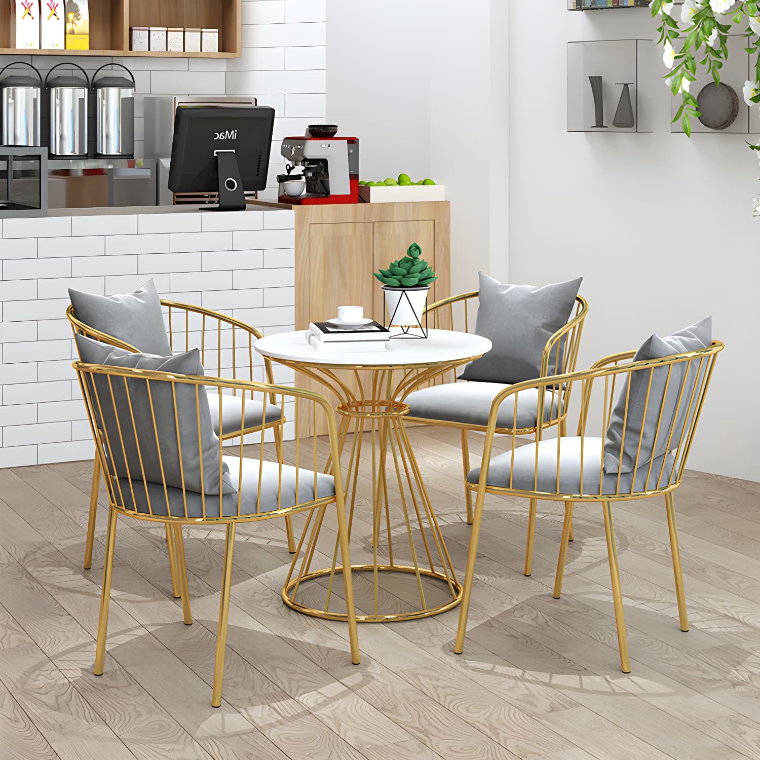 Sintered Stone Dining Table Traditional Luxury Dining Table with Gold Base - image 14