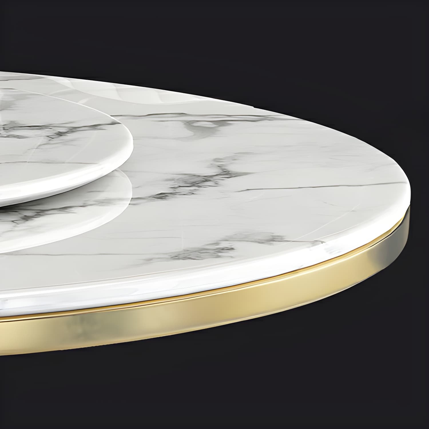 Glam Round Marble Dining Set in White with Black Metal Pedestal Base - 1/5/7 Piece Set - image 7