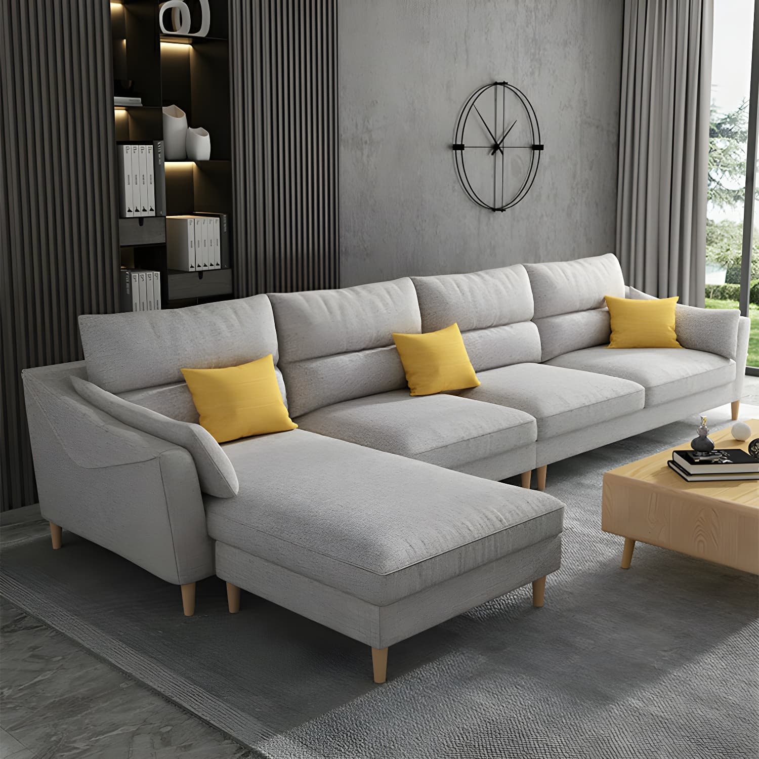 Scandinavian Wood Frame Straight Modular Sofa with Slipcover and Ottoman in 3 Piece Set - image 13