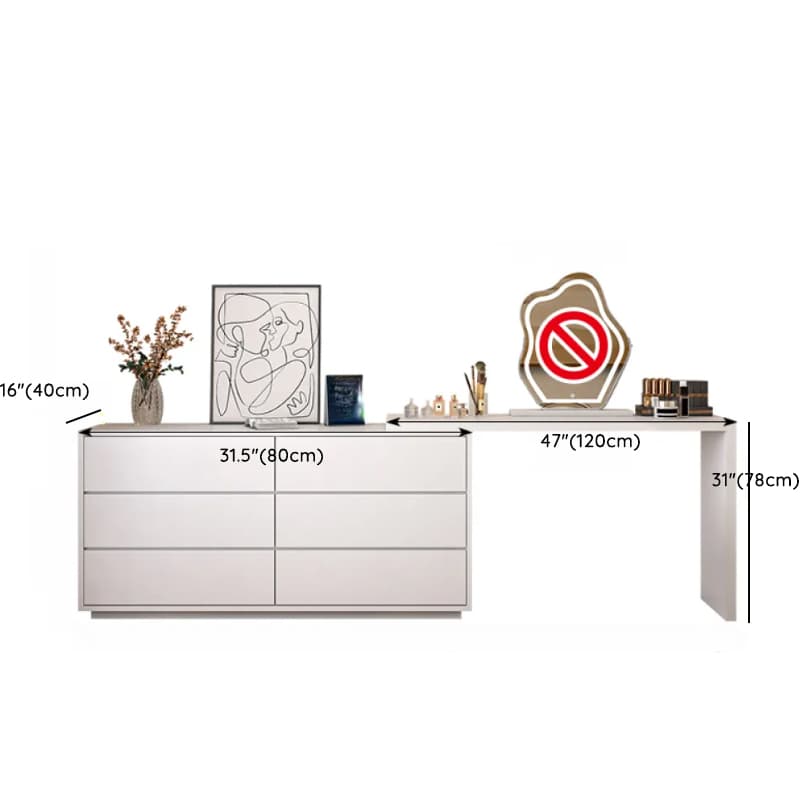 Large Vanity Set with Chalk Seating, 6 Drawers, Lumber Frame, Scalable 2-in-1 Design, and Chair - image 12