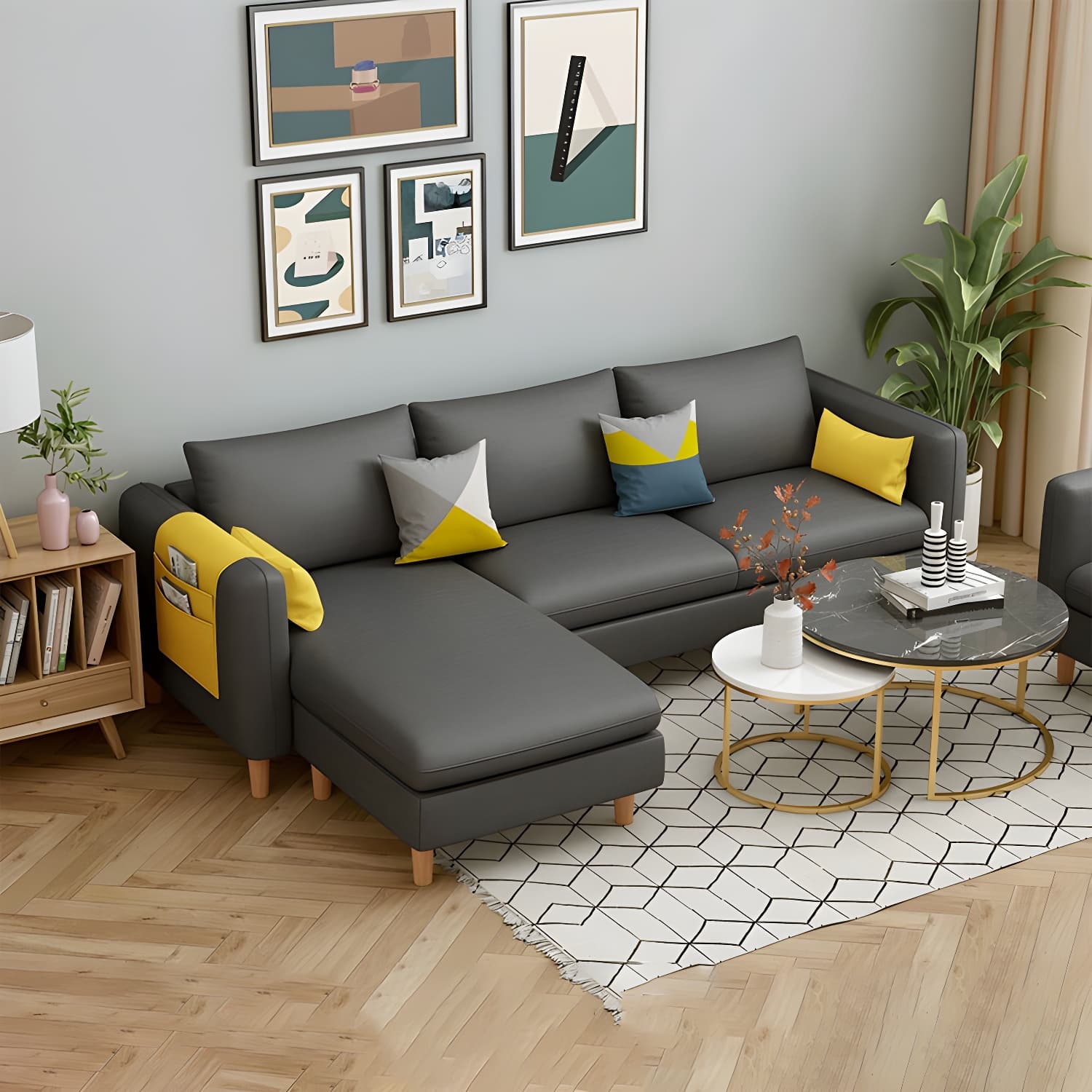 Modern Wooden Frame L-Shaped Sectional Sofa Chaise in Small Size with Storage Included - image 23