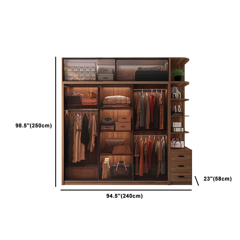 Simple Unfinished Color Wooden Wardrobe Armoire with Hanging Rod, Interior Shelves, Soft Close Drawer & Soft Close Door - image 32