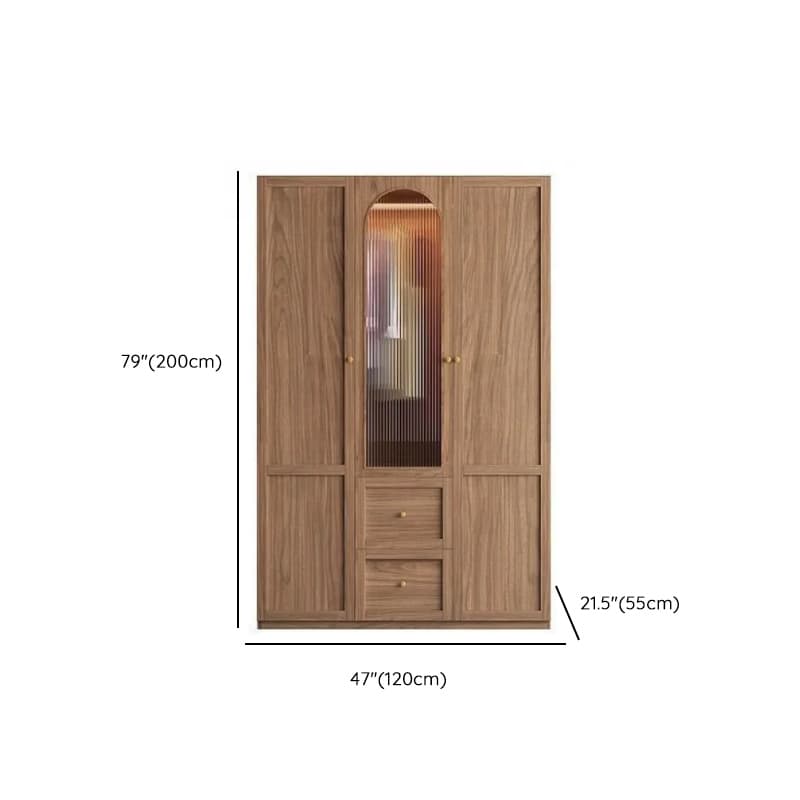 Minimalist Timber Sepia Cabinet Armoire with Interior Shelves & Clothing Rack & Soft Close Drawer & Soft Close Door - image 31