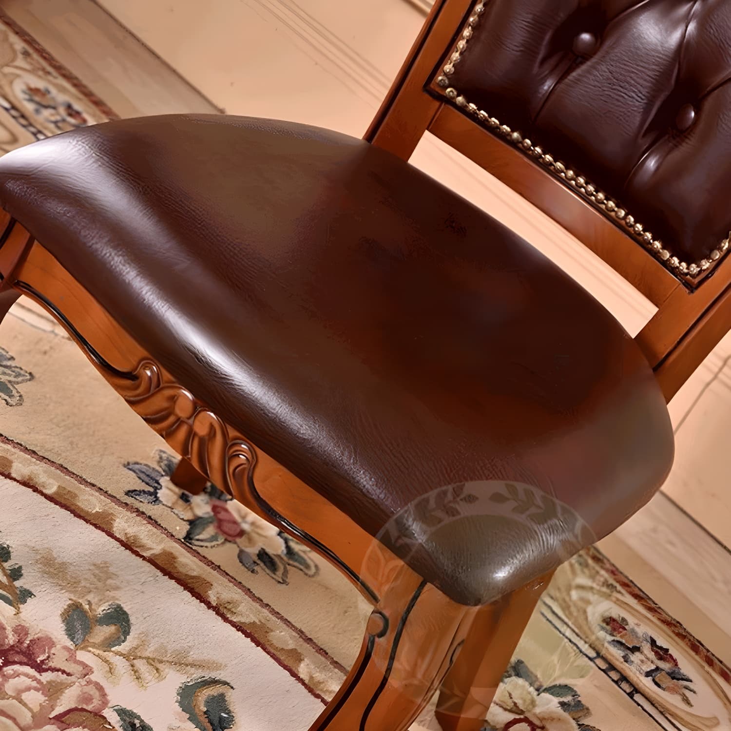 Leather High Back Dining Side Chair Kitchen Side Chair with Solid Wood Legs - image 15