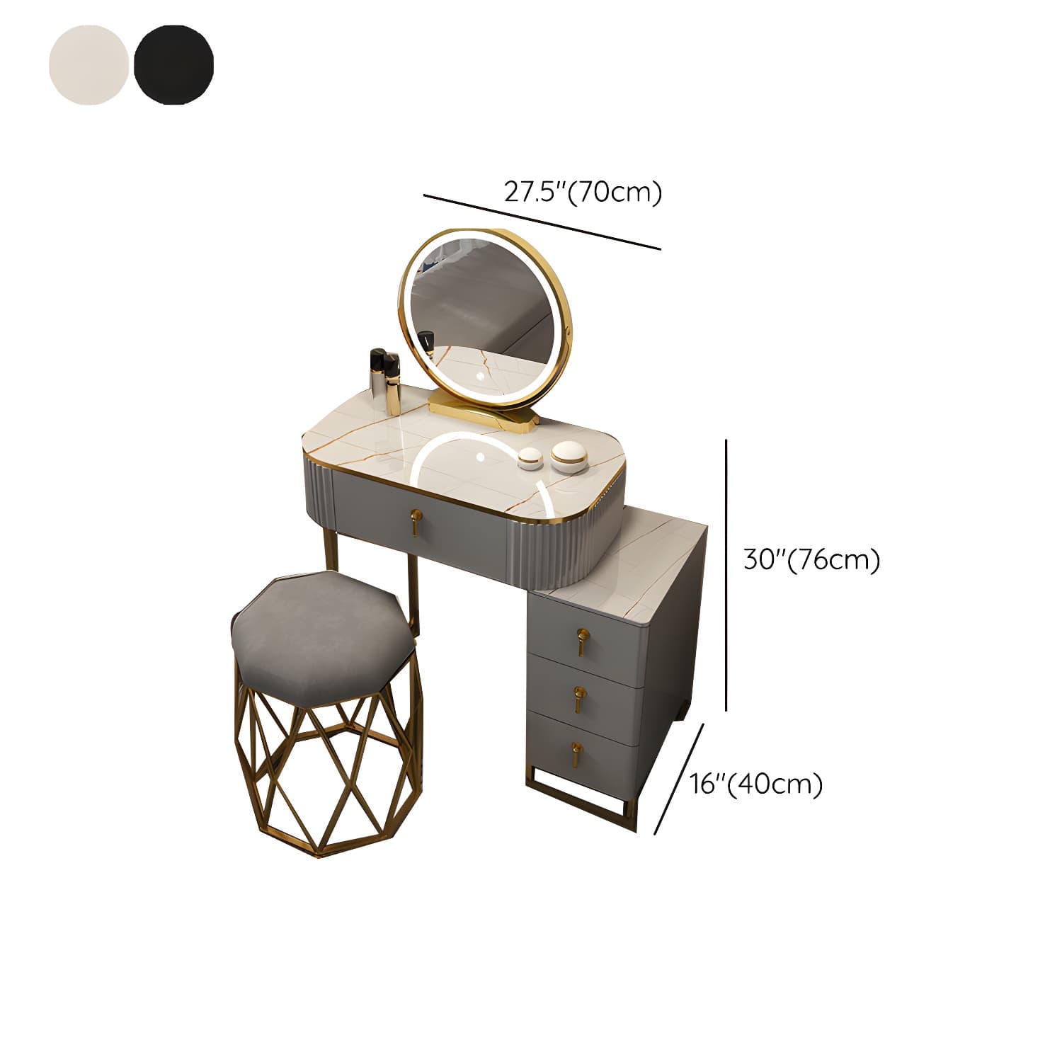 Contemporary Makeup Vanity Desk Table 29.9" H Bedroom Makeup Counter - image 30