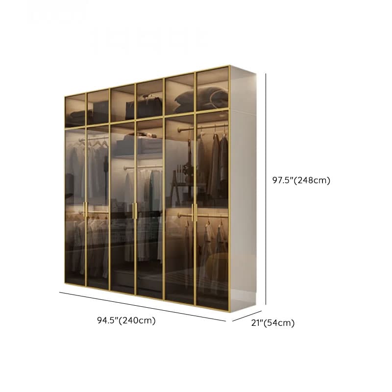White Trendy Reclaimed Wood Almirah with Soft Close Drawer, Interior Shelves, and Hanging Rod - image 28