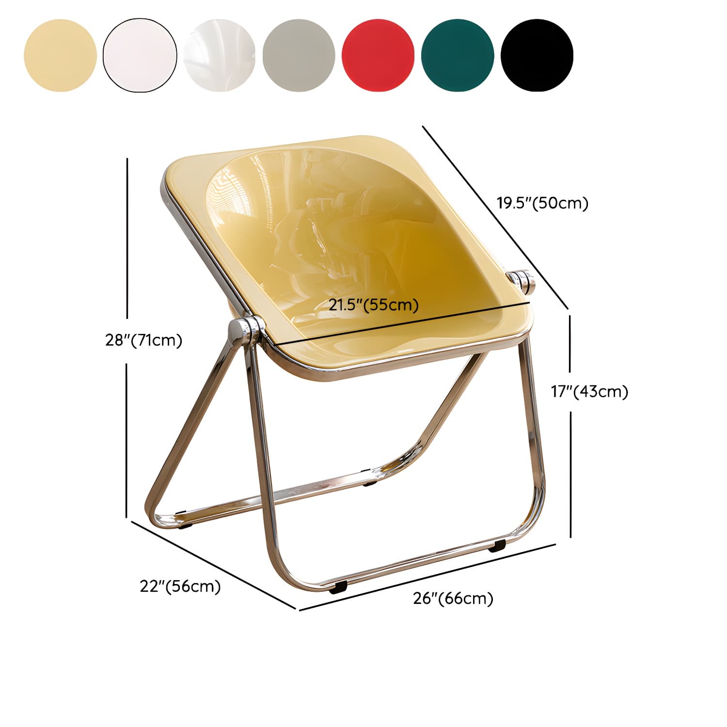 Modern Collapsible Side Chair with Low Back and Foldable Design in Plastic & Acrylic - image 19
