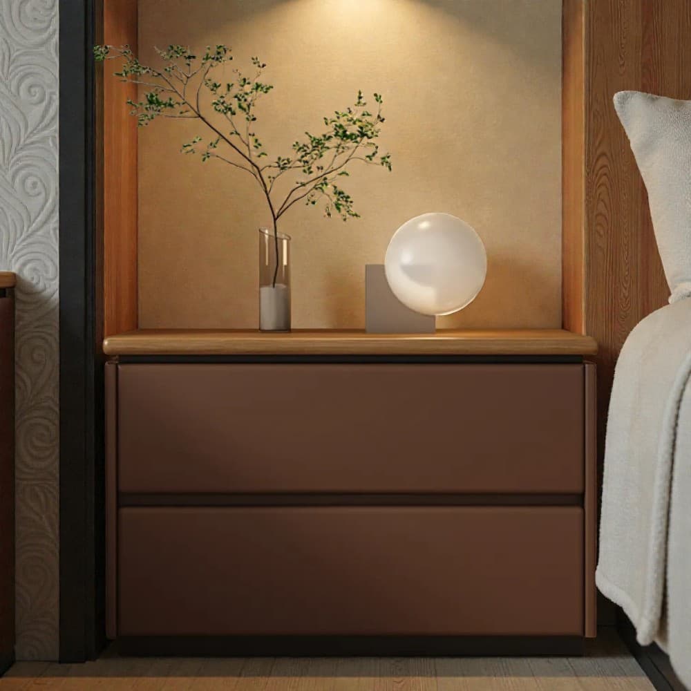 Modish 2 Tiers Drawer Storage Bedside Table with Laminate Countertop - image 24