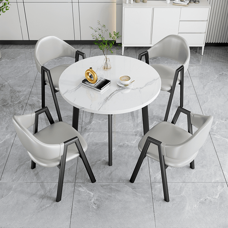 Dining Table Set with Rounded Shape and Padded Chair Back, Featuring Armrest and White Separable Table Top - image 11