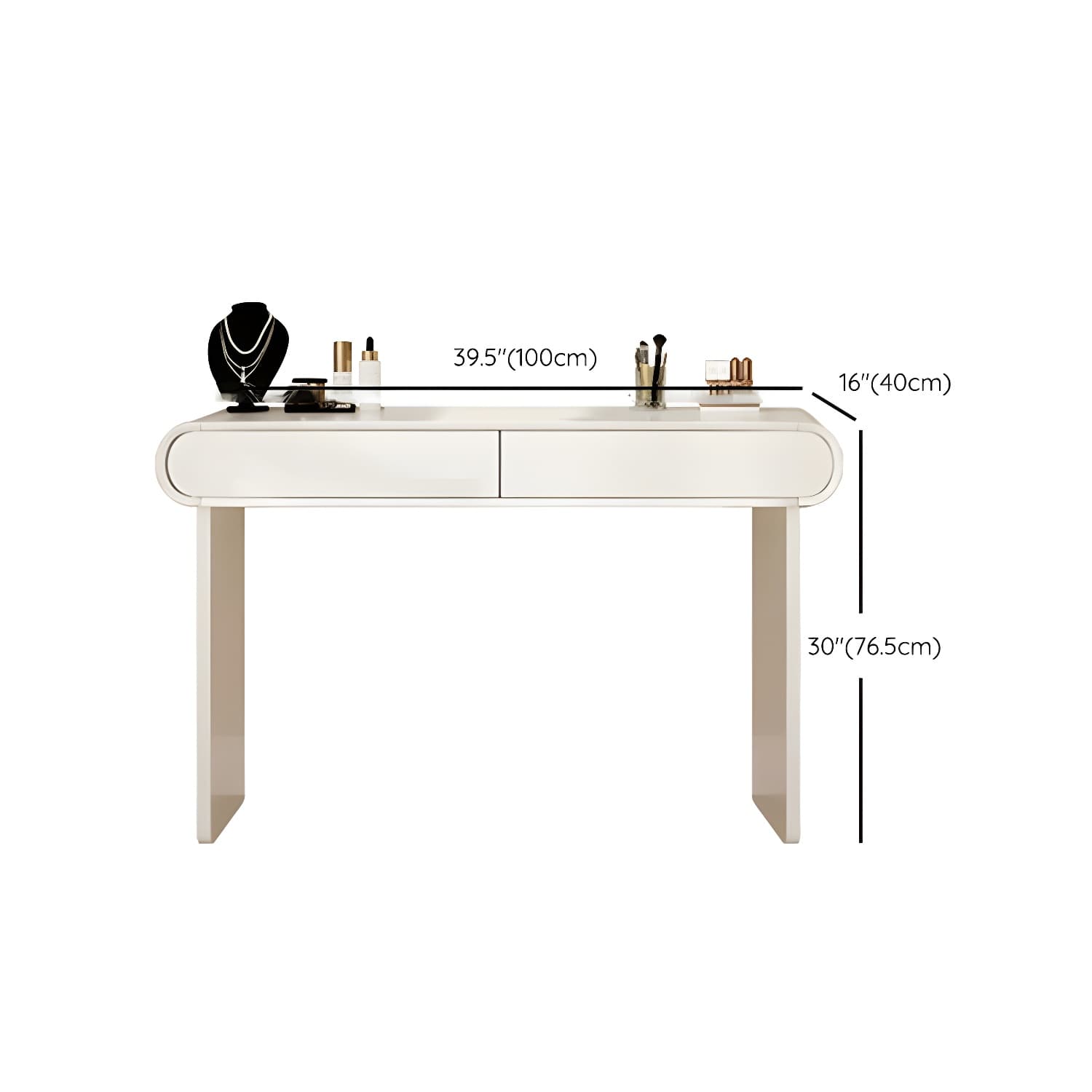 Modern White Wooden Makeup Vanity With Soft Close Drawers & Easy Assembly, Standard Width - image 18