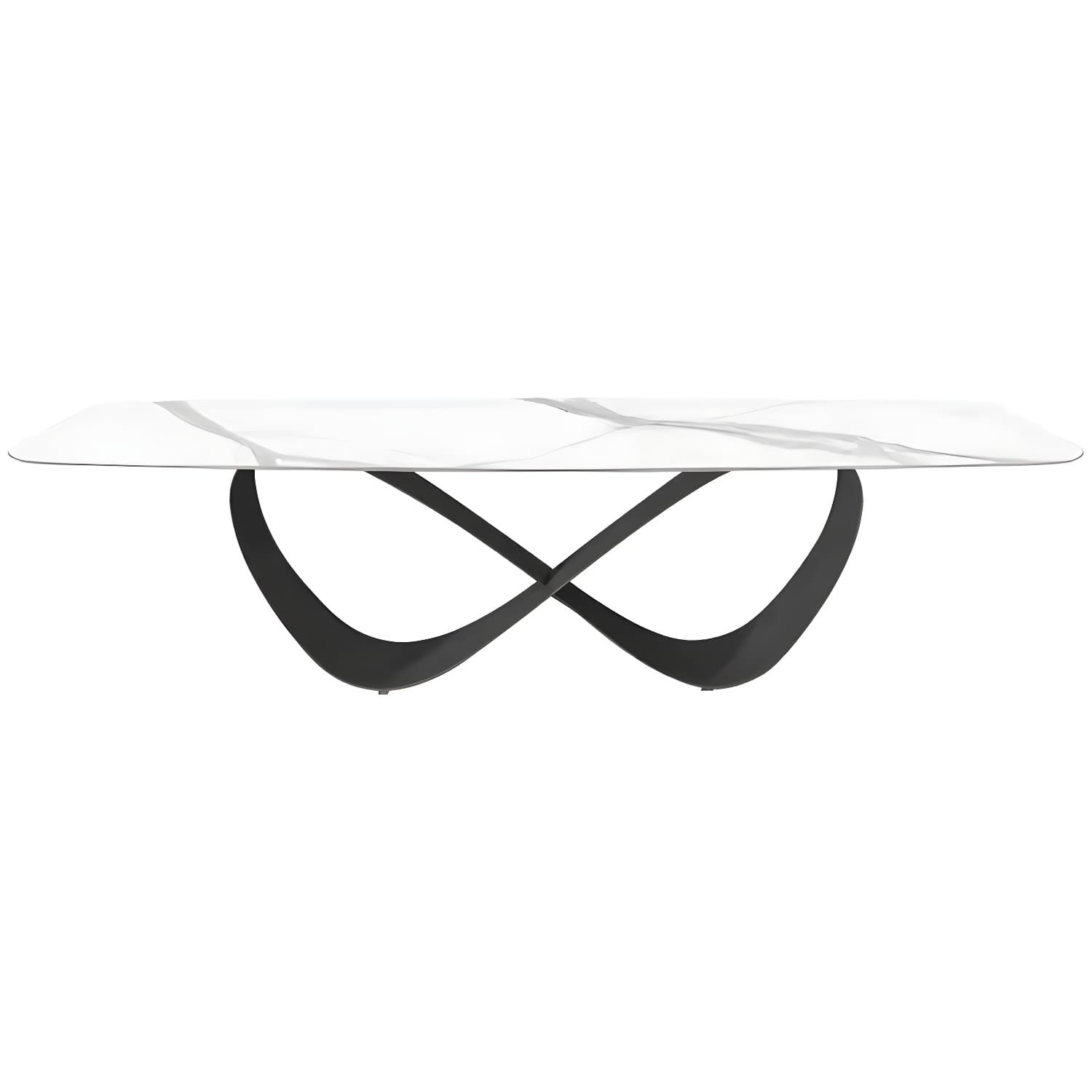 Stone Top Dining Table Industrial Rectangle Table with Pedestal Base