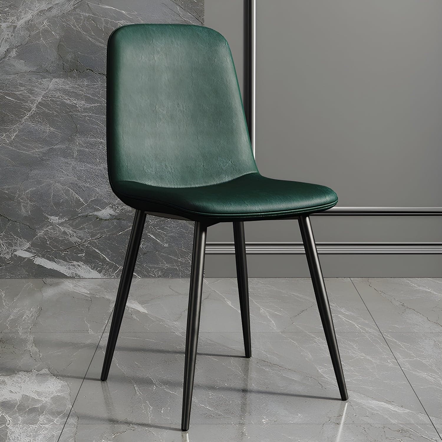 Faux Leather Dining Side Chair with Metal Frame and Low Back - image 5