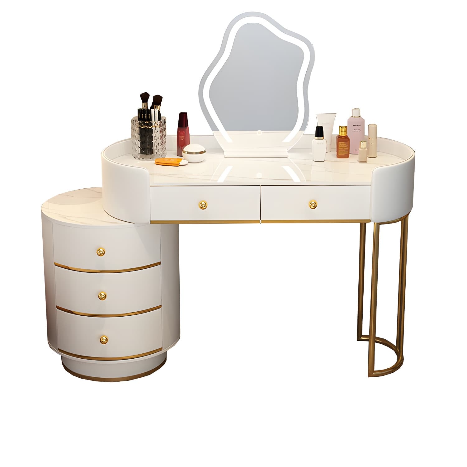 Lighted Mirror Makeup Counter Bedroom Makeup Vanity Desk Table with Drawer - image 17