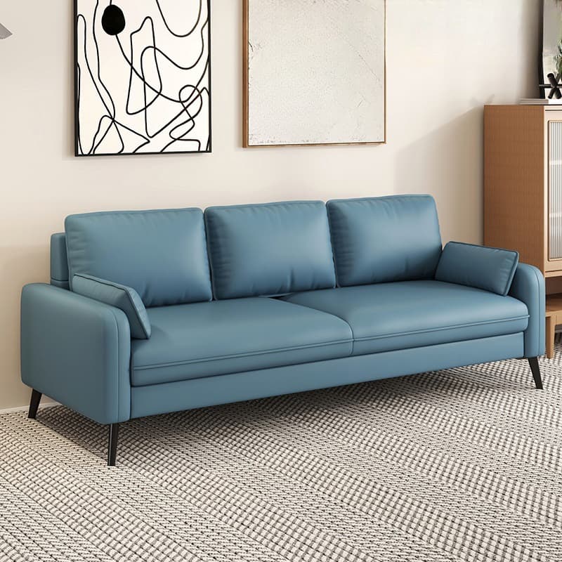 Simple Solid Color Blue/Grey/Orange Sofa with Pillow Back & Square Arm Living Spaces, Scratch Resistant - image 4
