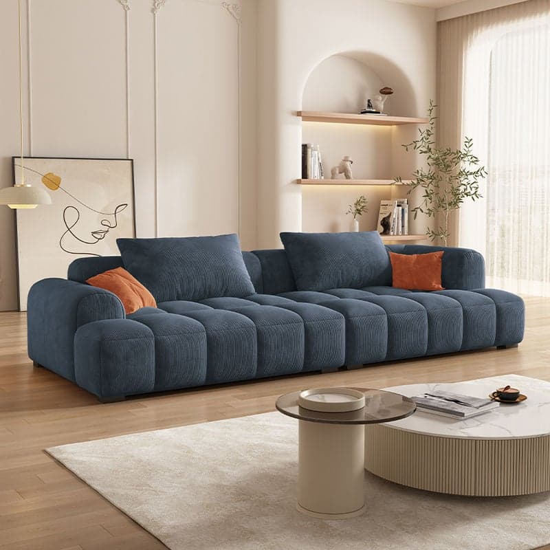 Vibrant Peony/Cerulean/Tangerine Color Sofa Couch with Round Arm and Concealed Support - image 4