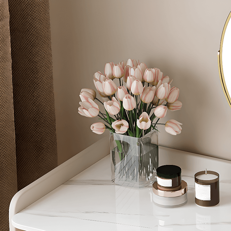 Glamorous Flooring Push-Pull 2-in-1 Stone Top Makeup Vanity for Sleeping Room with Tabletop Storage - image 8
