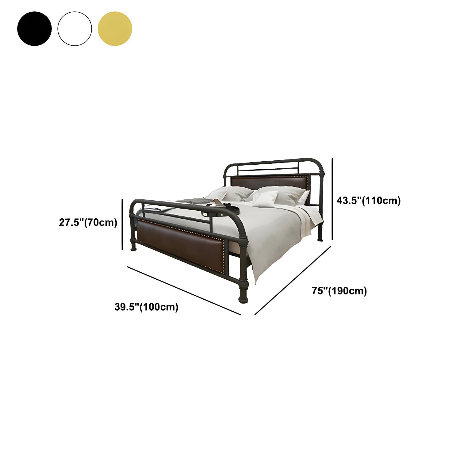 Industrial Nailhead Upholstered Bed Frame Metal 43.3" Tall Bed - image 11
