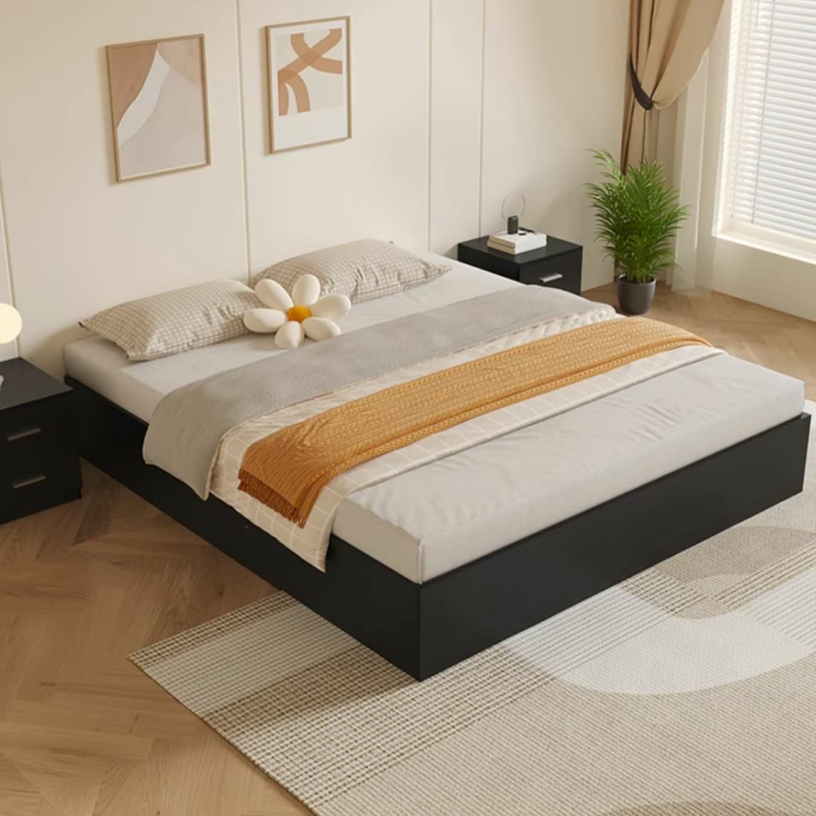 Modern Simple Style Bed Wood No Headboard for Living Room - image 15