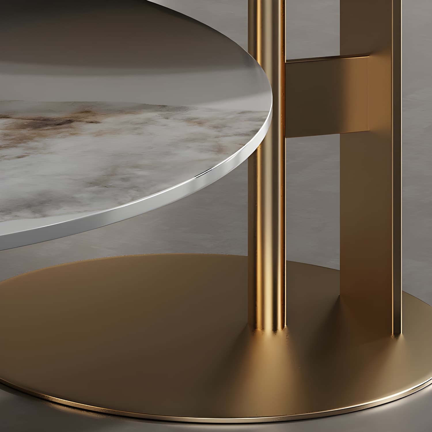 Glam Style Round Nesting Coffee Table Set with Steel Pedestal Base - image 9