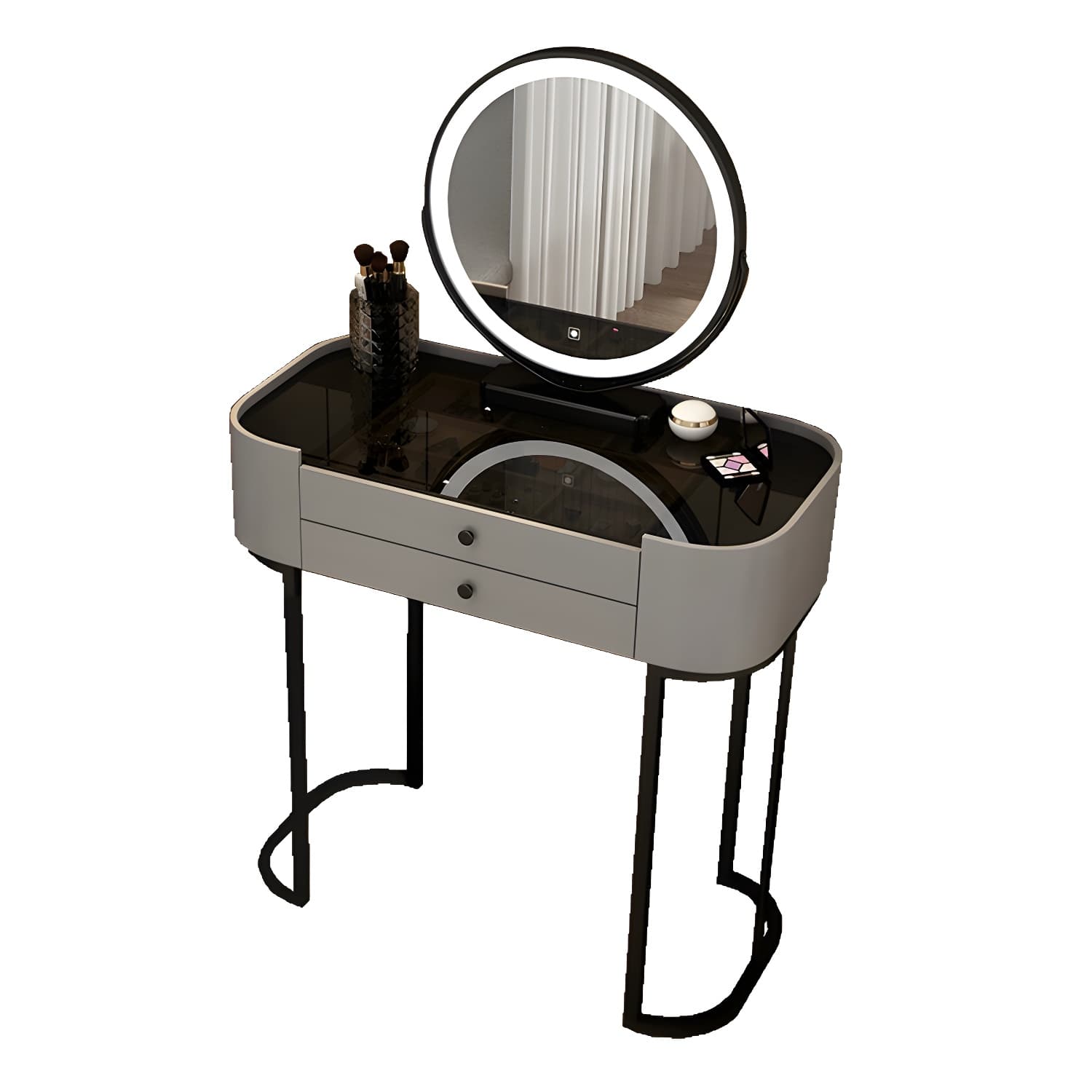 Contemporary Vanity Makeup Dressing Table Stool Set with Mirror - image 13