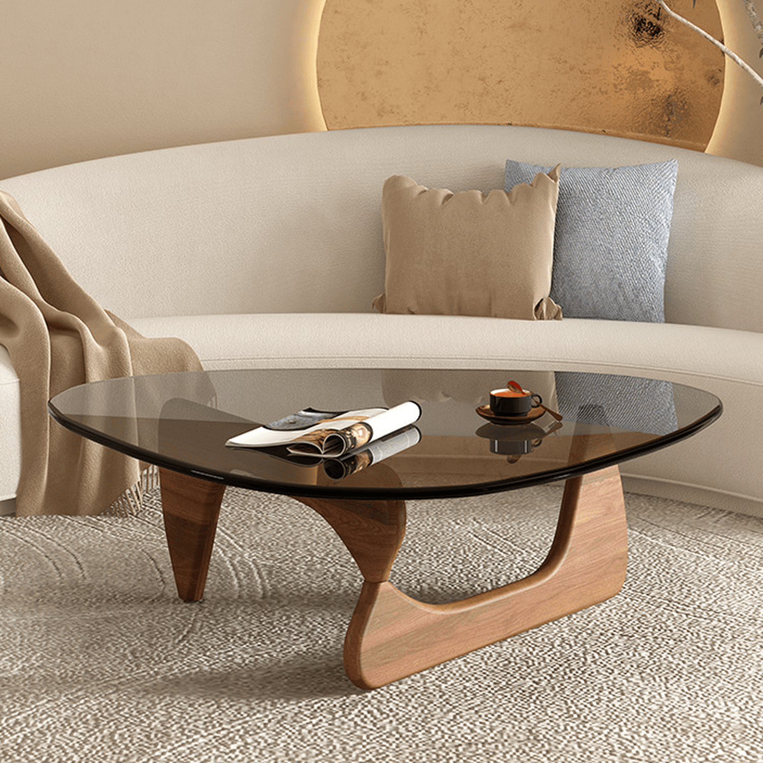 Simplistic Pennels Tempered Glass Single Side Table with Abstract Base Indoor Use - image 12