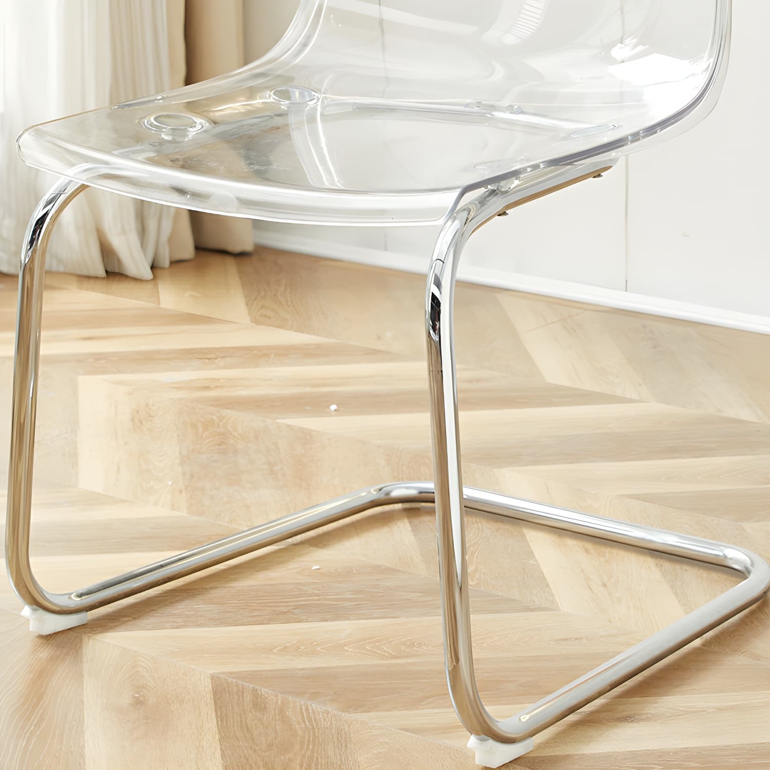Scandinavian Style Silver Leg Plastic & Acrylic Side Chair for Kitchen & Dining - image 15