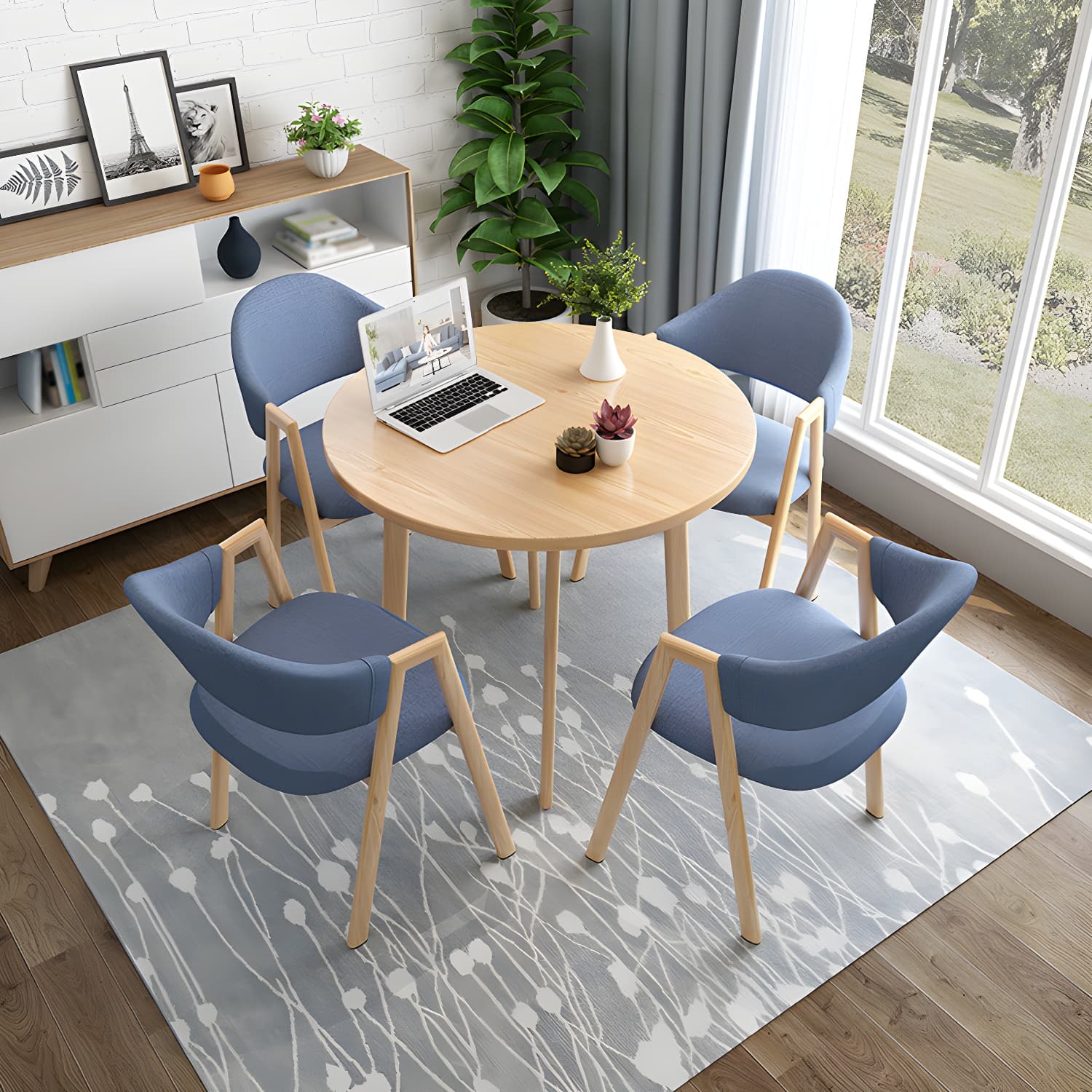 Contemporary Open Back Arm Chair Matte Finish Upholstered Dining Chair - image 19