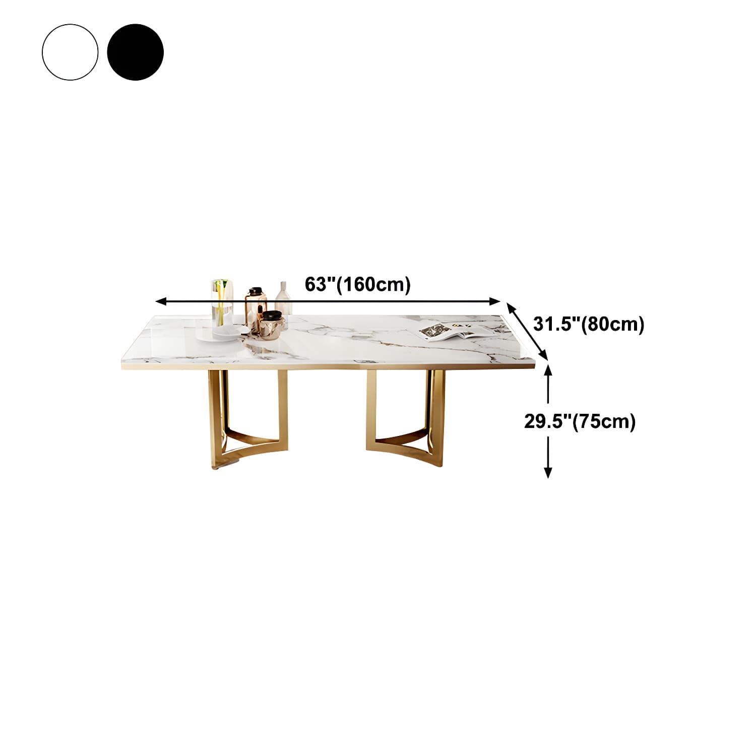 Traditional Luxury Dining Table Rectangle Double Pedestal Table with Gold Frame - image 18