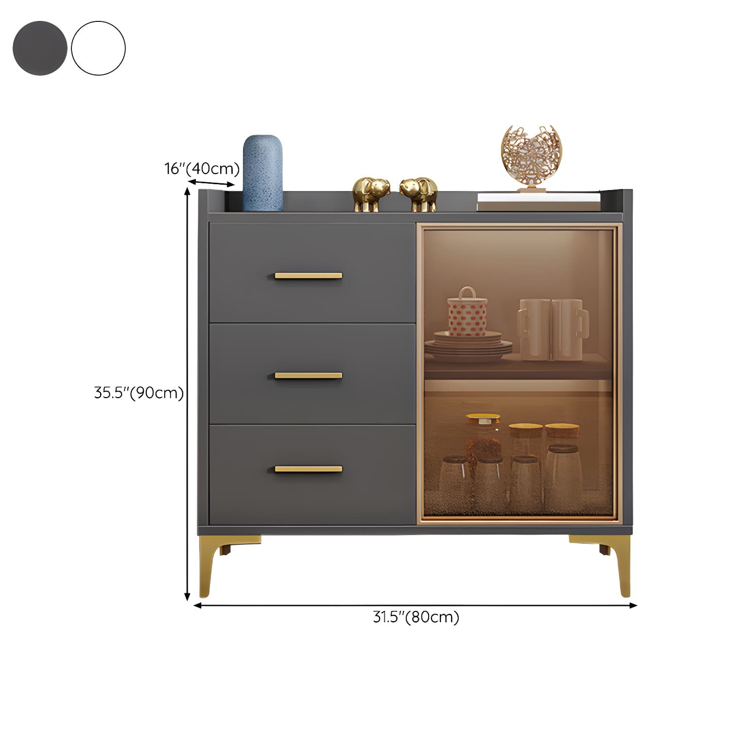 Wood Buffet Table Glam Style Side Board with Cabinets and Drawers - image 15