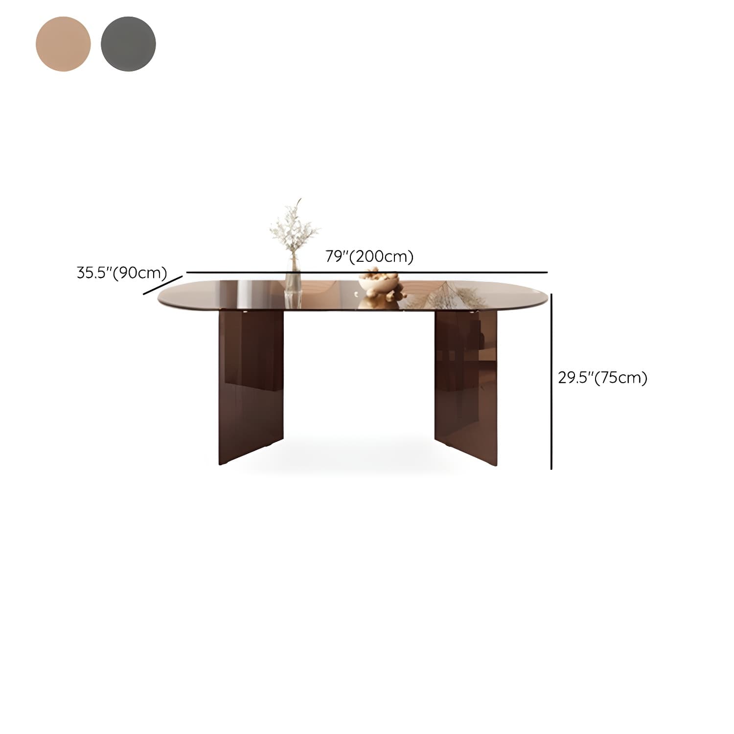 Glass Modern Top Space Saving Dining Table with Double Pedestal - image 25
