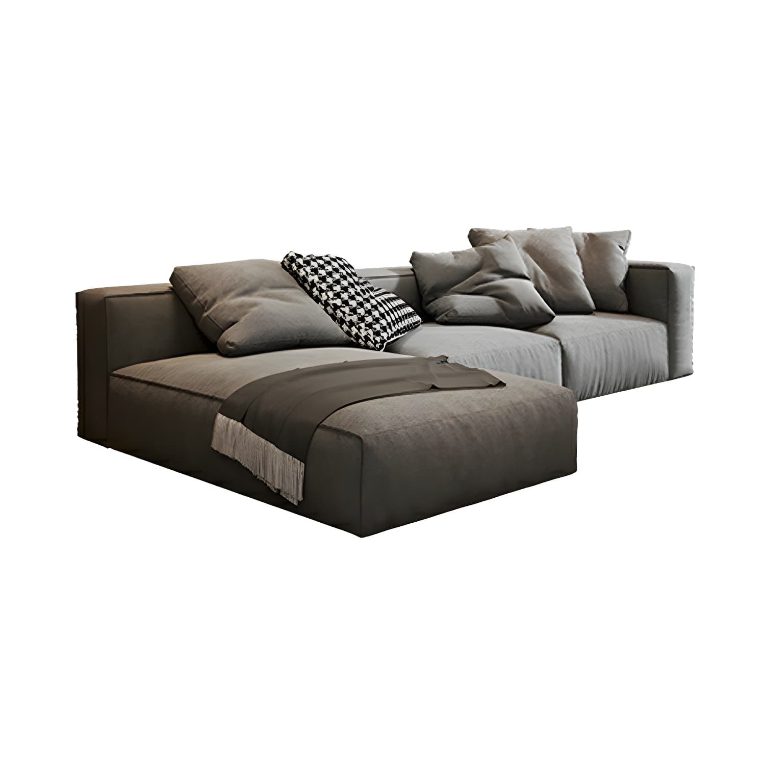 Modern Gray Chenille Stationary Sectional Sofa with Pillow Back and Wood Frame - image 12