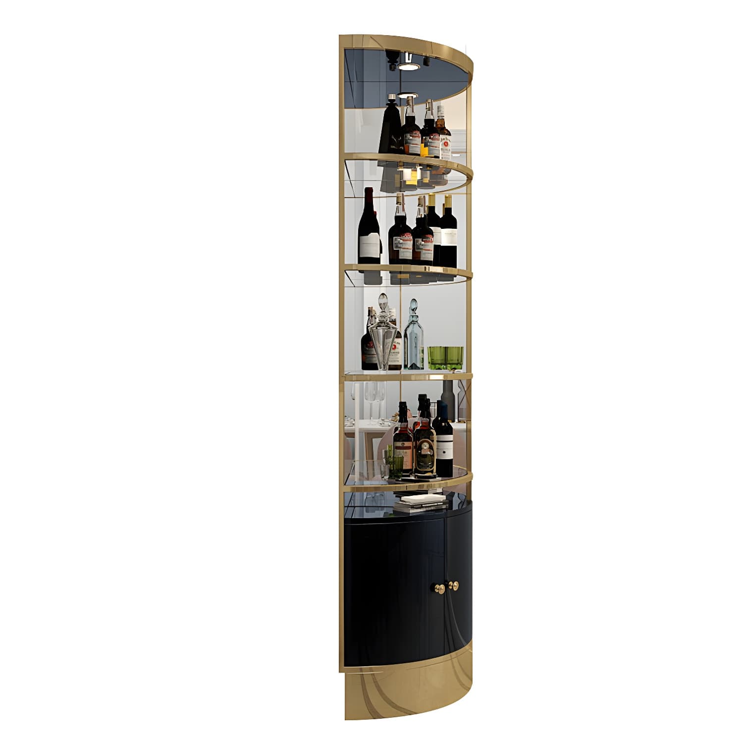 Glam Style Solid Color 2-door Corner Cabinet with Shelves for Living Room - image 10