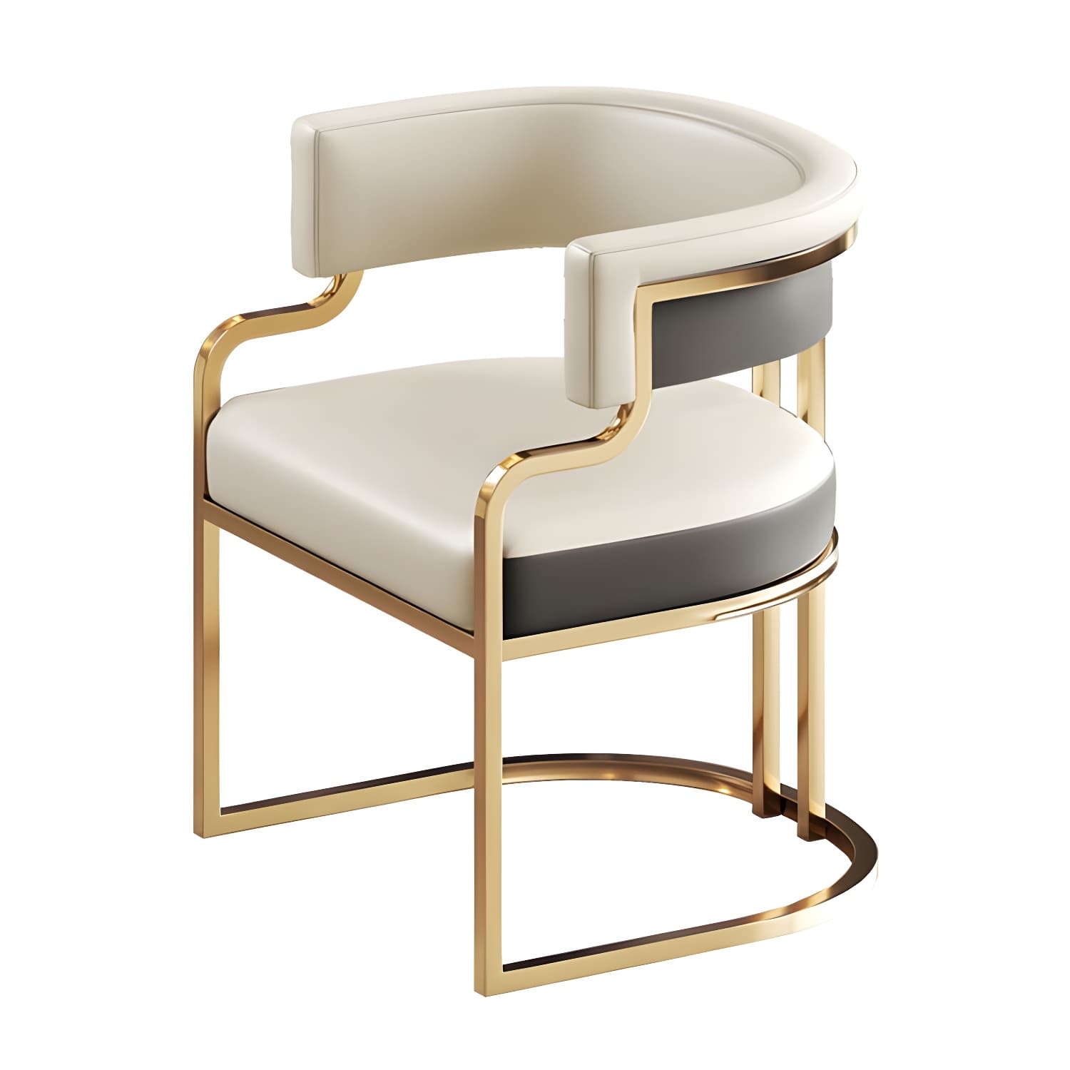 Upholstered Low-Back Arm Chair with Faux Leather and Brass/Gold Legs in Glam Style - image 15