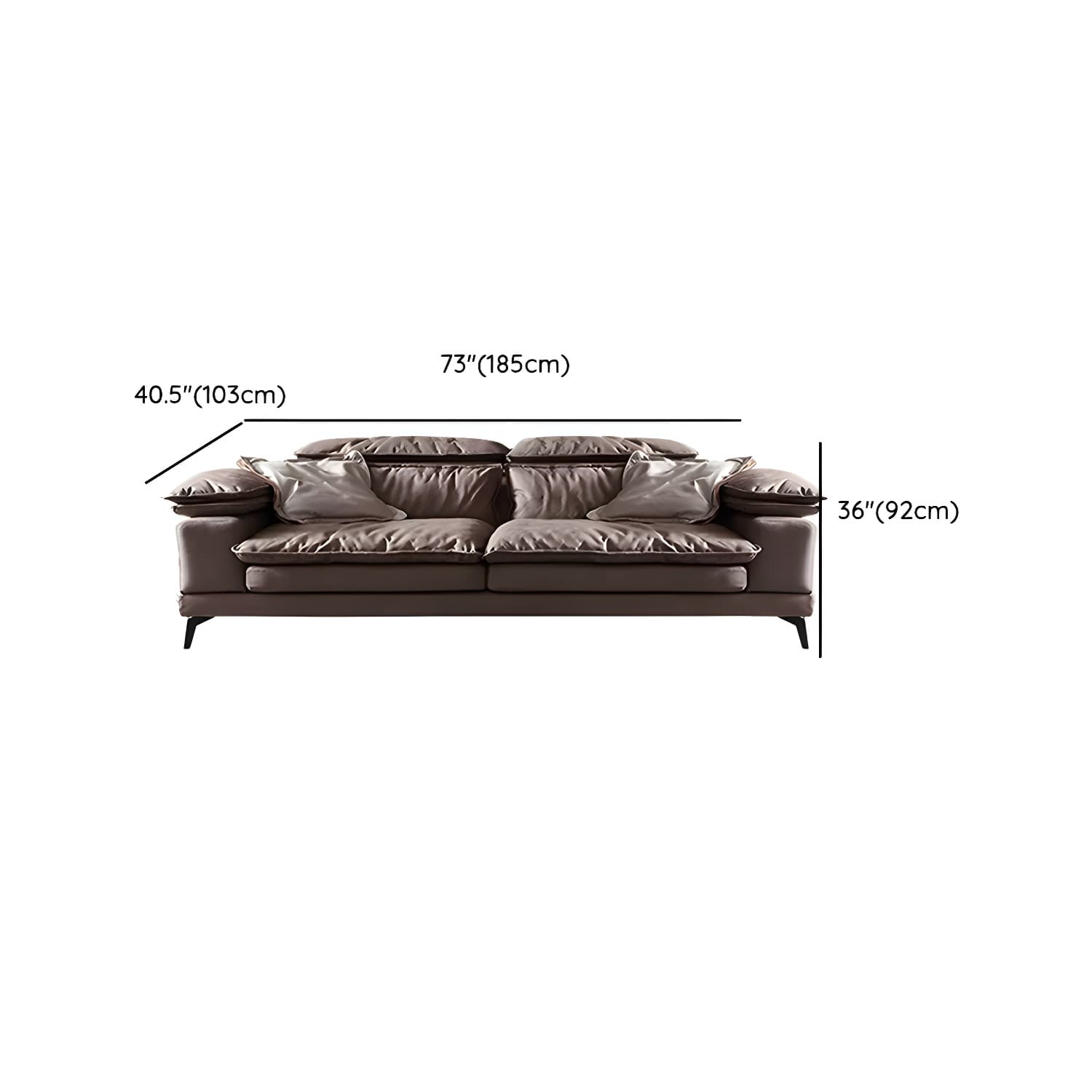 Mid-Century Modern Brown Tech Cloth Sectional Sofa with Wood Frame and Pillow Top Arms - image 17