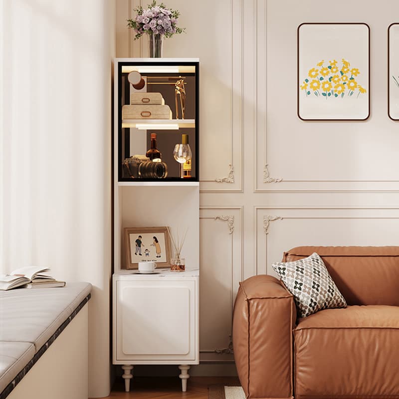 Scratch-immune Accent Cabinet with 1 Exterior Shelf, Sintered Stone Countertop, Glazed Door, Stain Resistant, and Led Lighting - image 4
