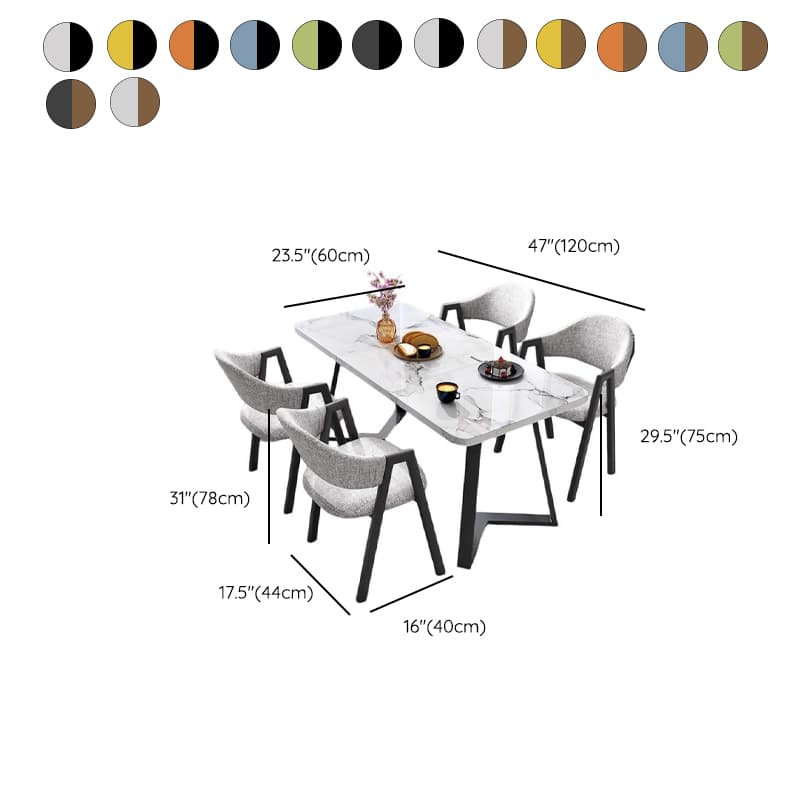 Dining Table Set with Sleighing Slate Top and Padded Chair with Back and Armrest, 5-piece in White - image 14