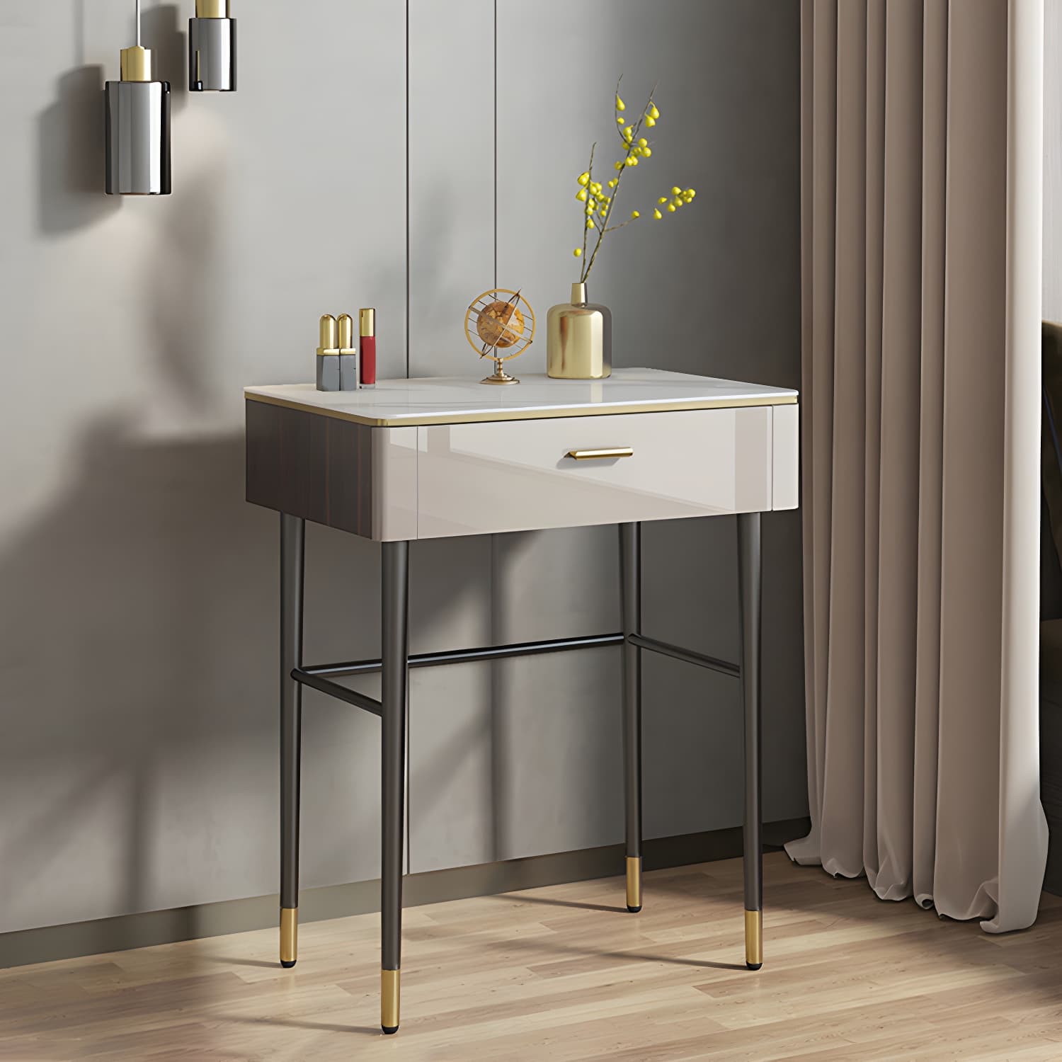 Modern Slate Top Vanity Makeup Table Set Grey Makeup Vanity Desk Table - image 12
