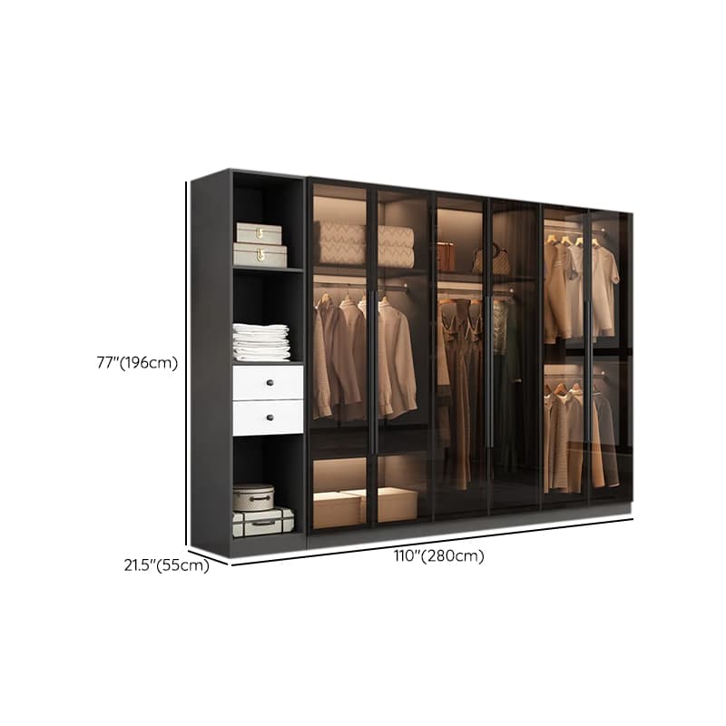 Ink-Colored Manufactured Wood Detached Wardrobe Closet with Soft Close Drawer, Door, Interior Shelves, and Clothing Rod - image 23
