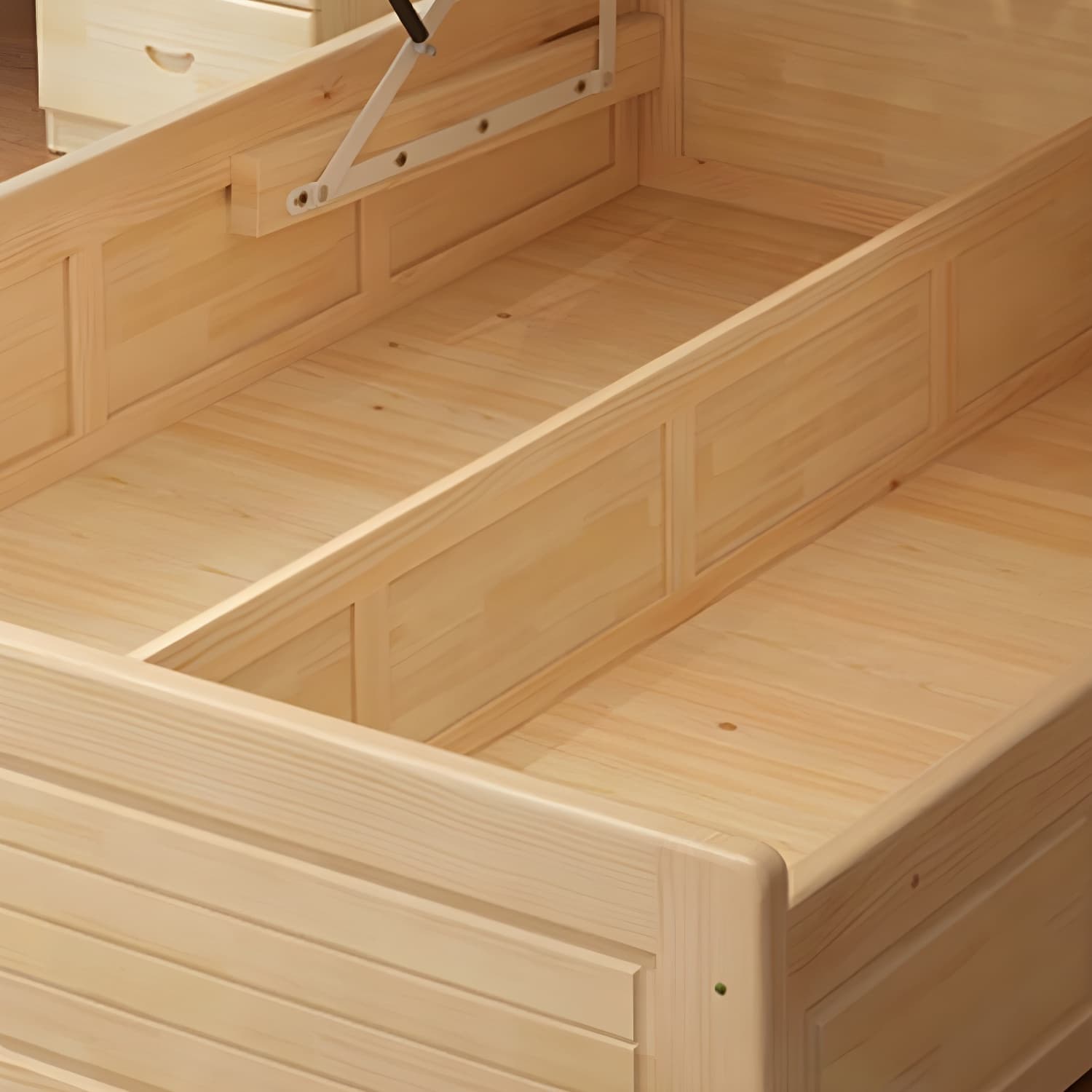 Solid Wood Bed Frame Headboard Standard Bed with Storage in Light Brone - image 9