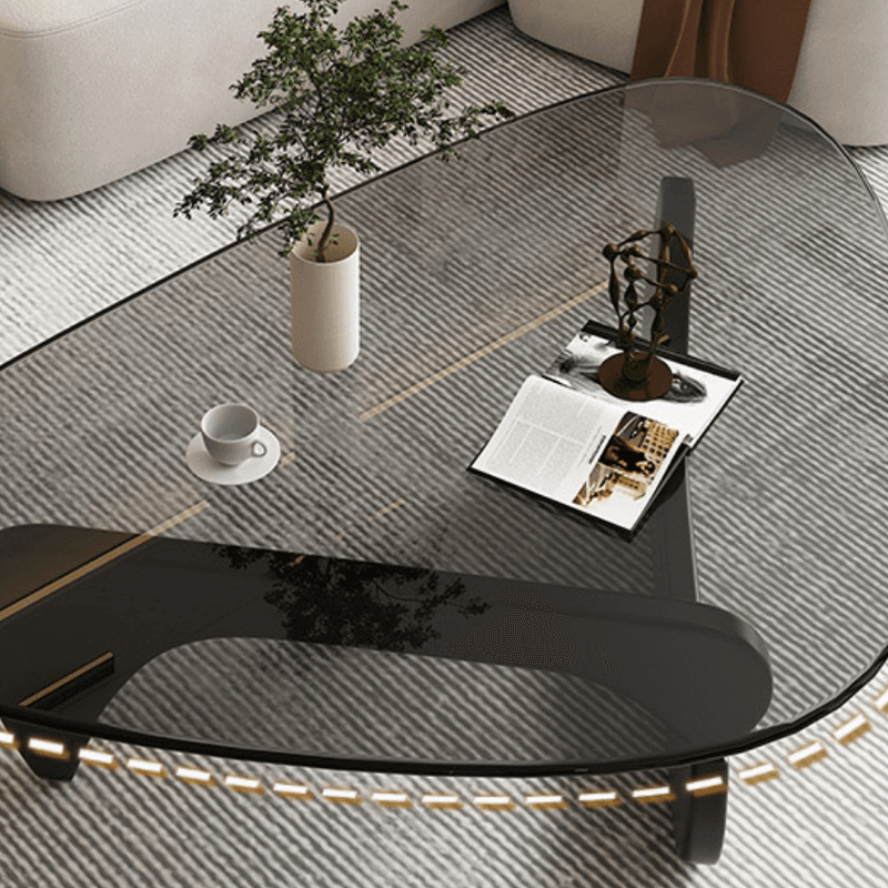 Simplistic Pennels Tempered Glass Single Side Table with Abstract Base Indoor Use - image 9