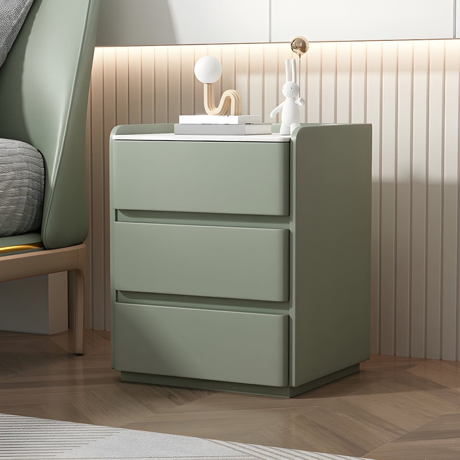 Modern Three Drawers Table Nightstand with Slate Countertop for Bedroom - image 3