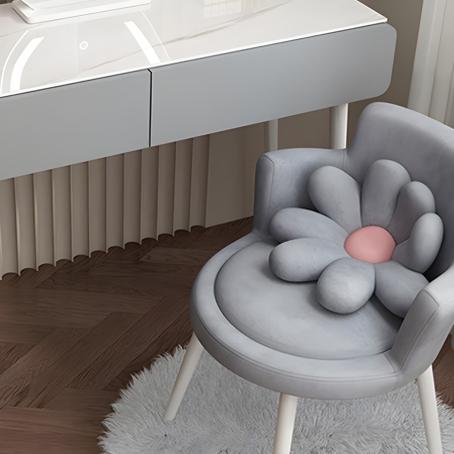 Modern Slate and Wooden Vanity Dressing Table Set with 4 Drawers - image 8