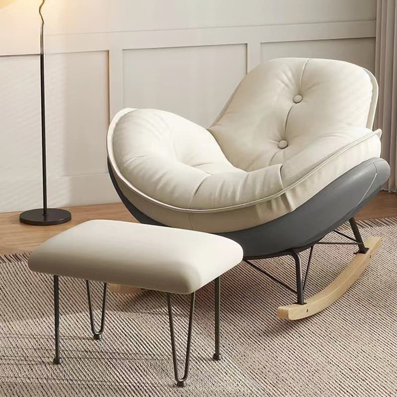 Modern Butter Color/Grey/Auburn Upholstered Padded Rocking Seat with Flared Arm, Scratch-repellent - image 13