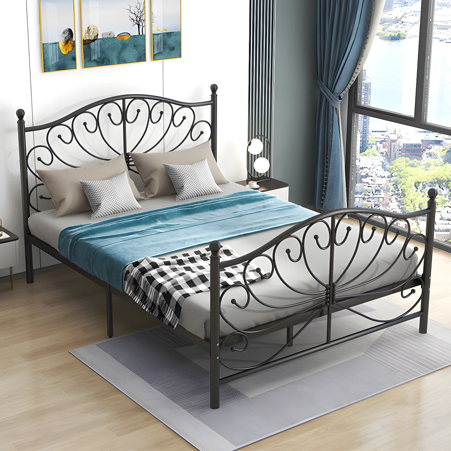 Metal Wire-Grid Bed with 6 Legs Open-Frame Low Profile Bed Frame - image 6