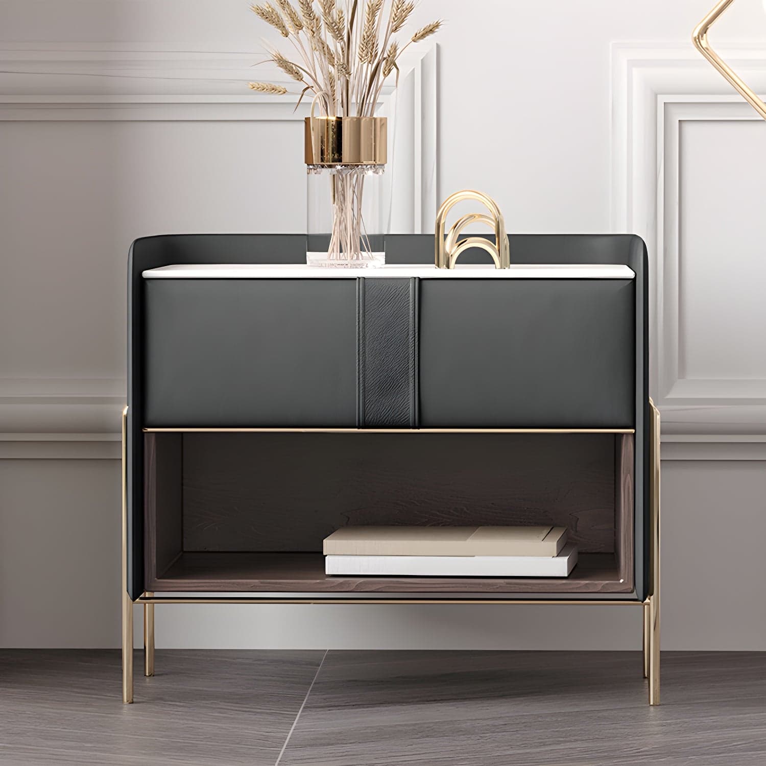 1-Drawer 1-Shelf Accent Table Nightstand 20.47" Tall Stone Nightstand - image 8