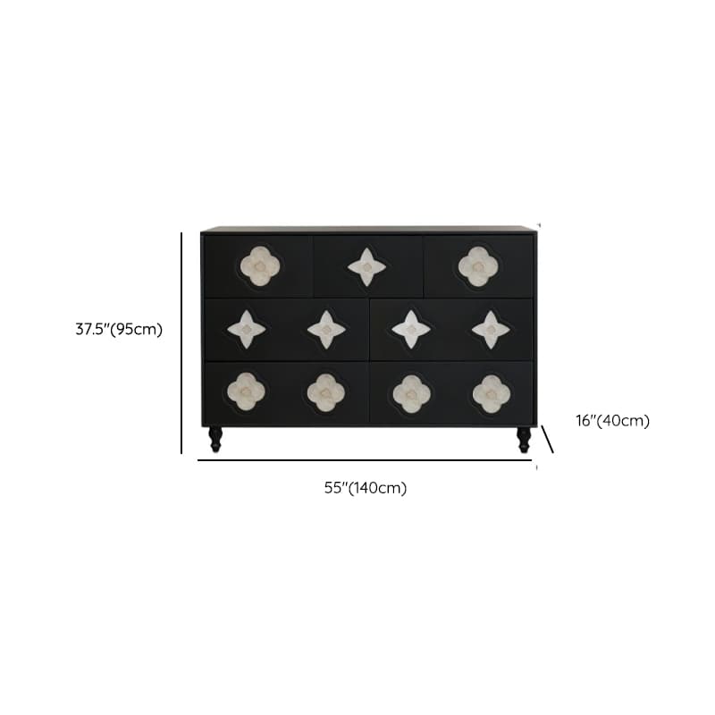 Simple Midnight Black Horizontal/Vertical Lumber Double Dresser/Lingerie Chest with 9 Drawers/5 Drawers/6 Drawers - image 18