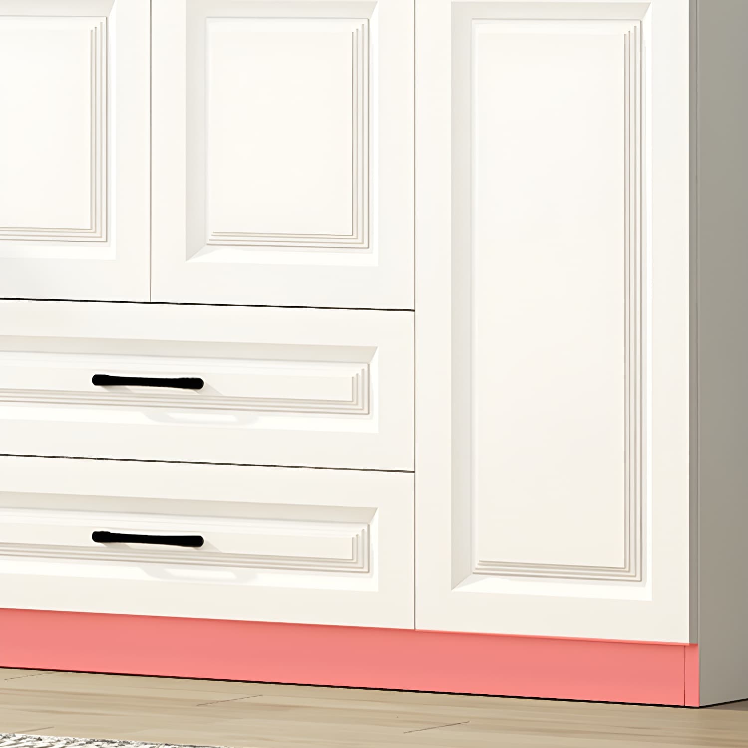 White Modern Wood Wardrobe Armoire with Clothing Rod and Shelves - image 9